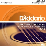 D'Addario Ej15 Phosphor Bronze Acoustic Guitar Strings, Extra Light, 10-47