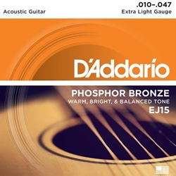 D'Addario Ej15 Phosphor Bronze Acoustic Guitar Strings, Extra Light, 10-47