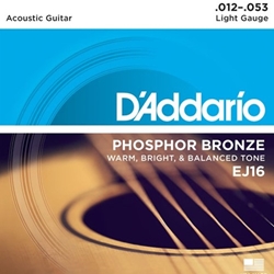 D'Addario Ej16 Phosphor Bronze Acoustic Guitar Strings, Light, 12-53