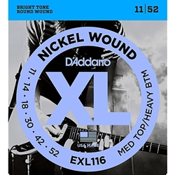 D'Addario Exl116 Nickel Wound Electric Guitar Strings, Medium Top/Heavy Bottom, 11-52