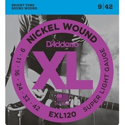 D'Addario Exl120 Nickel Wound Electric Guitar Strings, Super Light, 9-42